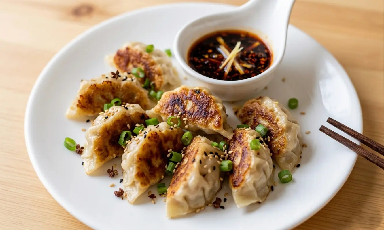 Pan-Fried Pork Dumplings — handmade dumplings at Emerald Garden NW Calgary